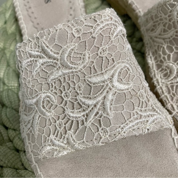 Bass Samba White Light Gray Suede Lace Slip on Flat Espadrille Sandals NWOB - Picture 4 of 7